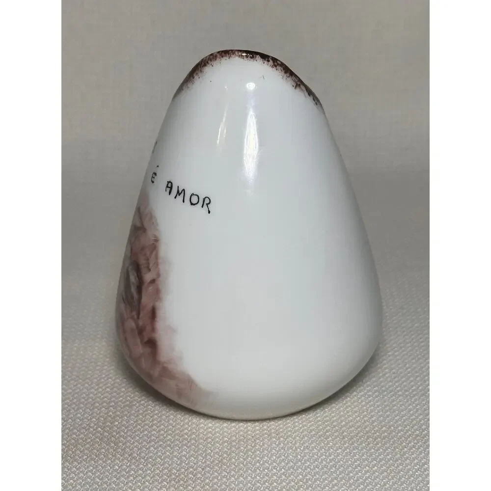 Vintage Hand Painted “Deus é Amor” Brazilian Porcelain Bud Vase/Creamer ~4”